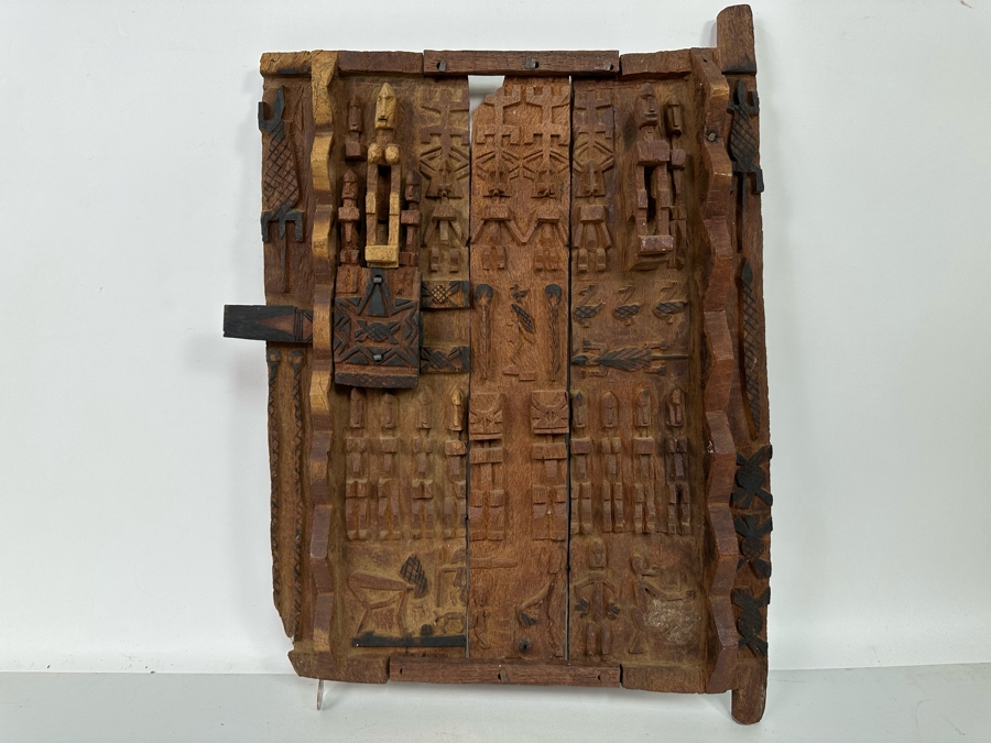 African Carved Wood Dogon Door 15W x 21.5H [Photo 3]