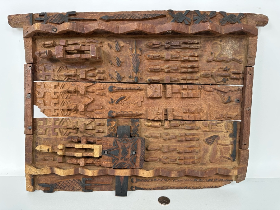 African Carved Wood Dogon Door 15W x 21.5H [Photo 4]
