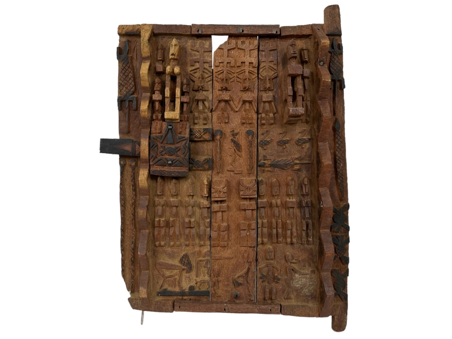 African Carved Wood Dogon Door 15W x 21.5H
