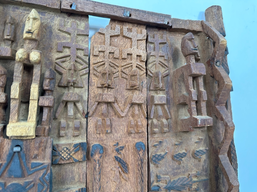 African Carved Wood Dogon Door 15W x 21.5H [Photo 6]