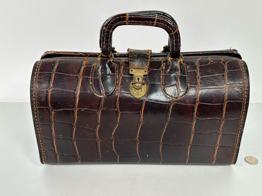 Vintage Leather Upjohn Doctors Bag 14W x 6D x 8.5H [Photo 4]