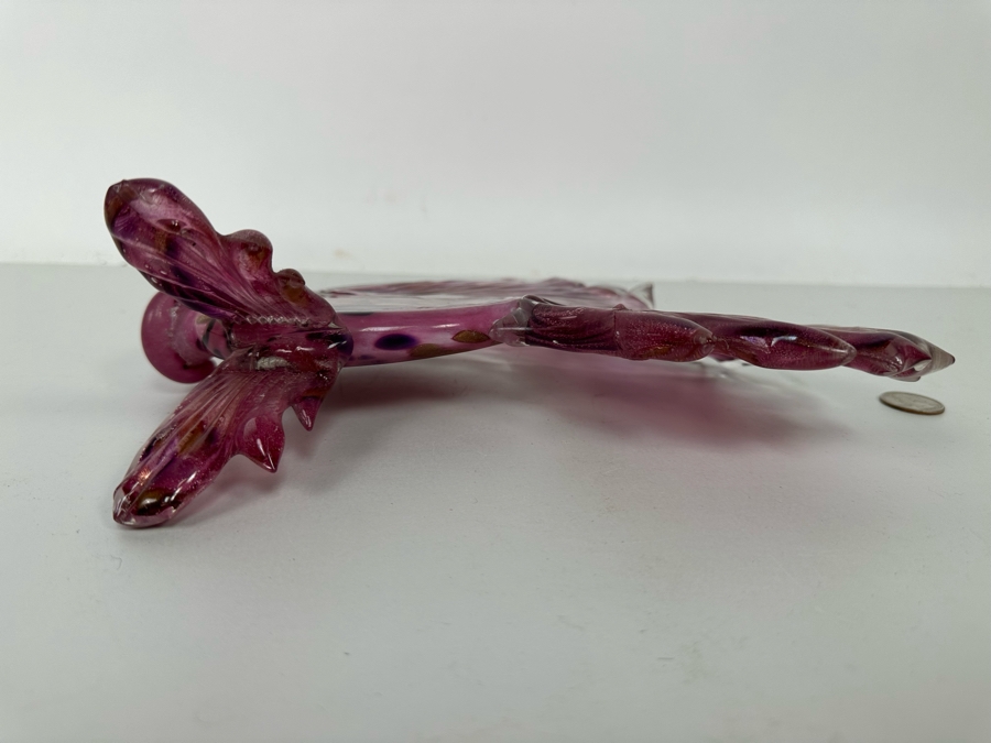 Cranberry Colored Art Glass Fish by David and Diane Lowery 10W x 9H [Photo 10]