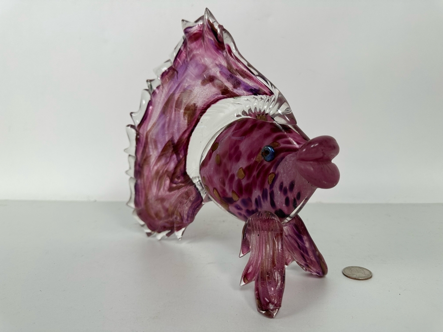 Cranberry Colored Art Glass Fish by David and Diane Lowery 10W x 9H [Photo 7]