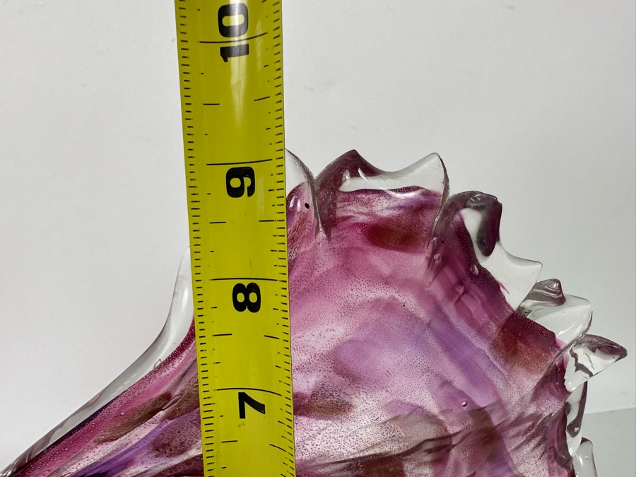 Cranberry Colored Art Glass Fish by David and Diane Lowery 10W x 9H [Photo 15]