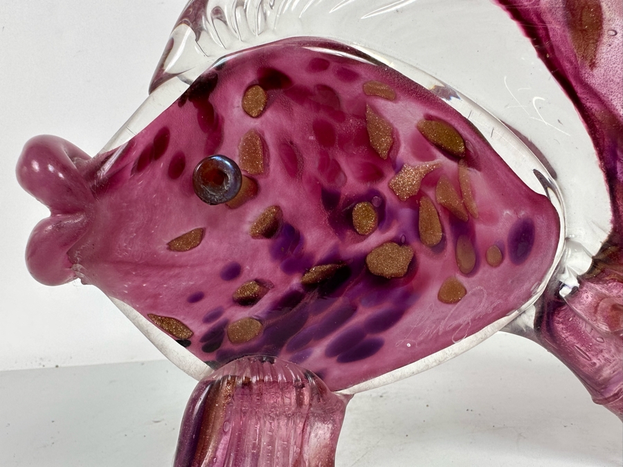 Cranberry Colored Art Glass Fish by David and Diane Lowery 10W x 9H [Photo 9]
