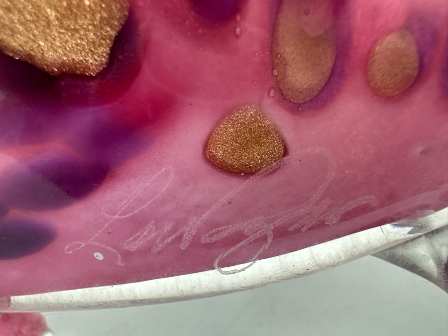 Cranberry Colored Art Glass Fish by David and Diane Lowery 10W x 9H [Photo 13]