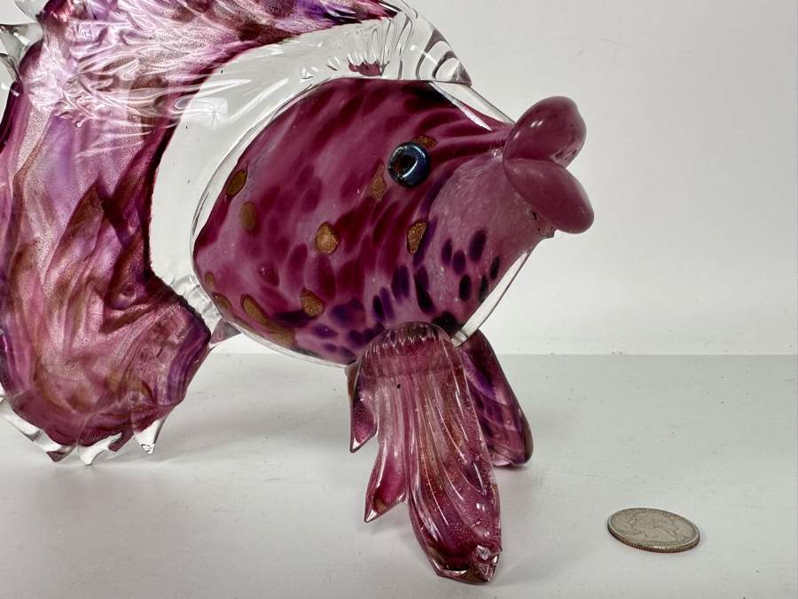 Cranberry Colored Art Glass Fish by David and Diane Lowery 10W x 9H [Photo 5]
