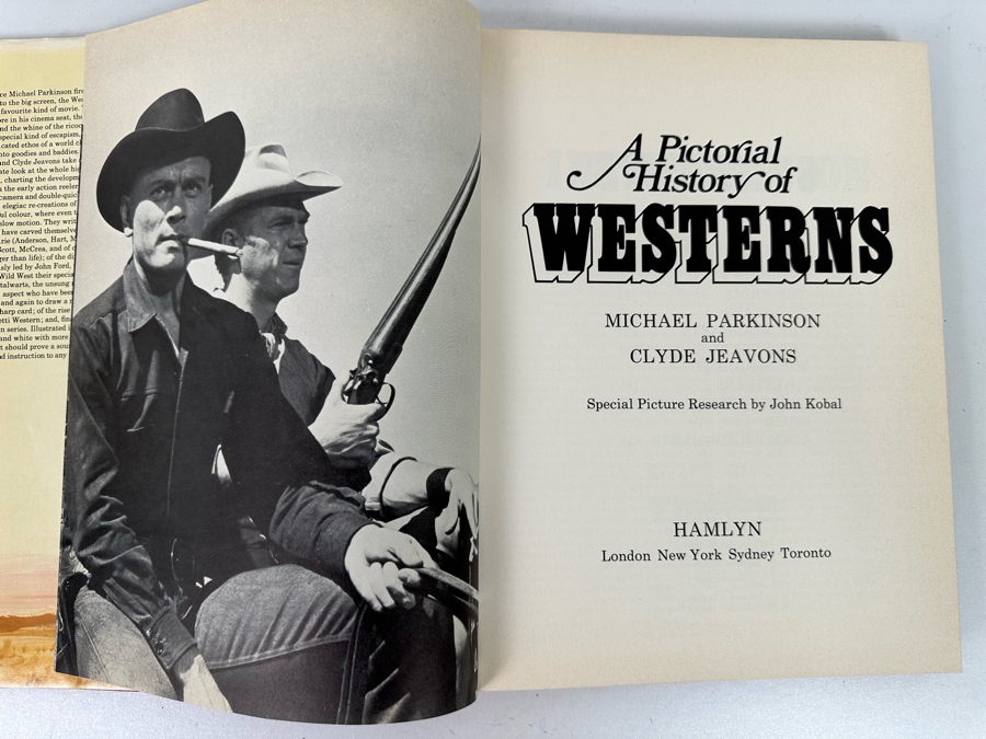 A Pictorial History of Westerns by Michael Parkinson and Clyde Jeavons Hardback Book Plus Actor Portrait Photograph Of William Desmond As Miles Chilcote 'The Judge And The Jury' And Red Ryder Photograph [Photo 13]