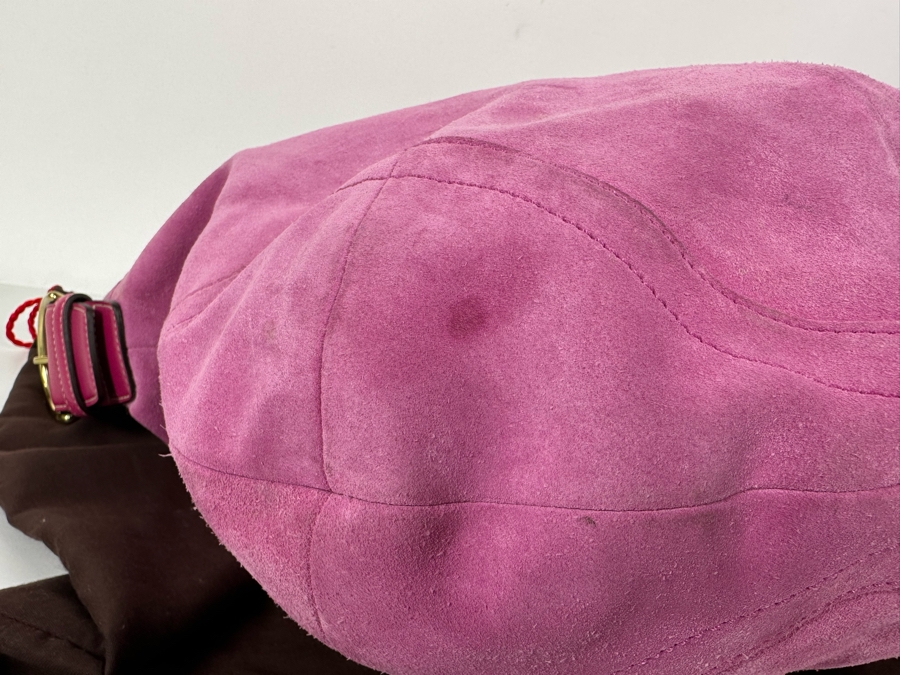 COACH Pink Leather Sueude Handbag With Brush And Dust Bag [Photo 8]