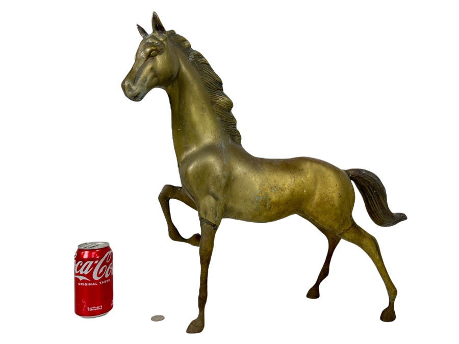Vintage Brass Horse Sculpture 19W X 5D X 19H