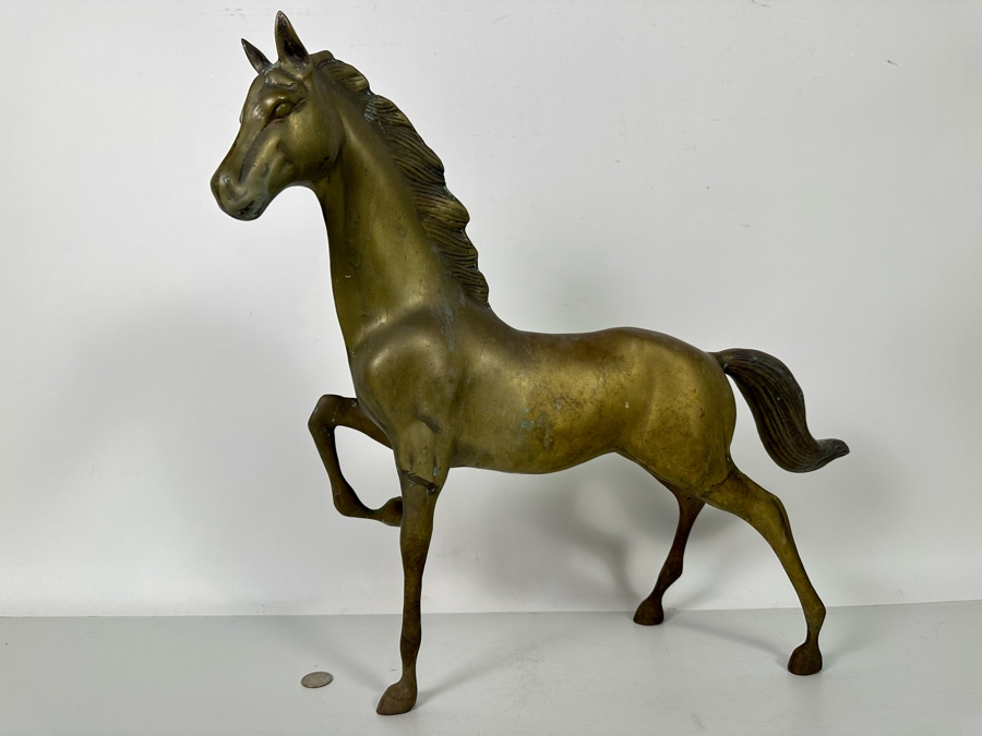 Vintage Brass Horse Sculpture 19W X 5D X 19H [Photo 3]
