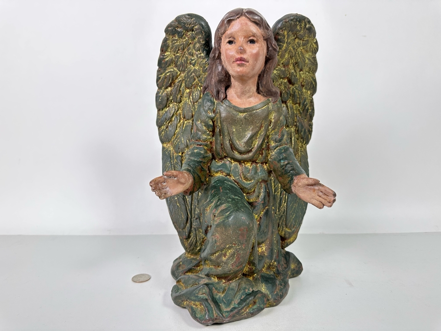 Hand Painted Plaster Angel Sculpture 9W X 8D X 14H [Photo 2]