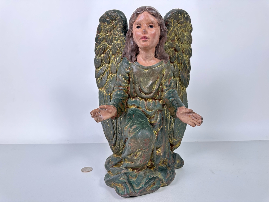 Hand Painted Plaster Angel Sculpture 9W X 8D X 14H [Photo 4]