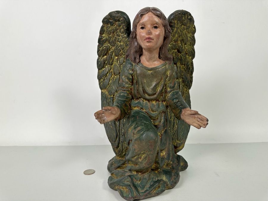 Hand Painted Plaster Angel Sculpture 9W X 8D X 14H [Photo 3]