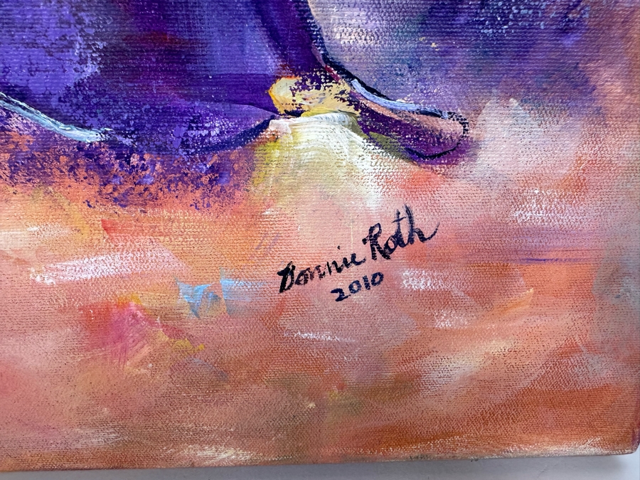 Bonnie Lee Roth (B. 1942, Southern California) Original Biblical Painting Of Seven Women Looking Towards Heaven With Arms Raised In Front Of Rising Flames On Canvas 24 X 36 [Photo 7]