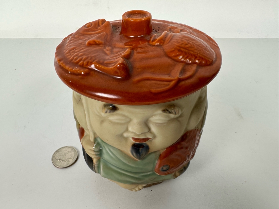 Vintage Japanese Signed Hand-painted Lidded Jar 3.5W X 5H [Photo 3]