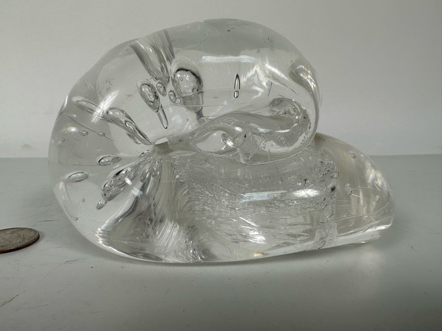 Abstract Clear Art Glass Sculpture 6W X 4D X 3.5H [Photo 3]