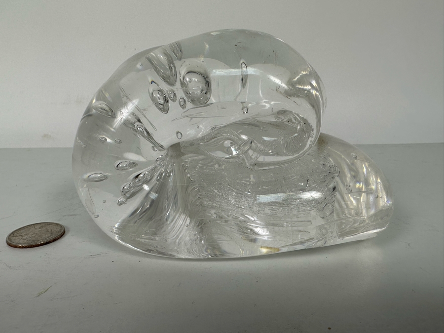 Abstract Clear Art Glass Sculpture 6W X 4D X 3.5H [Photo 2]
