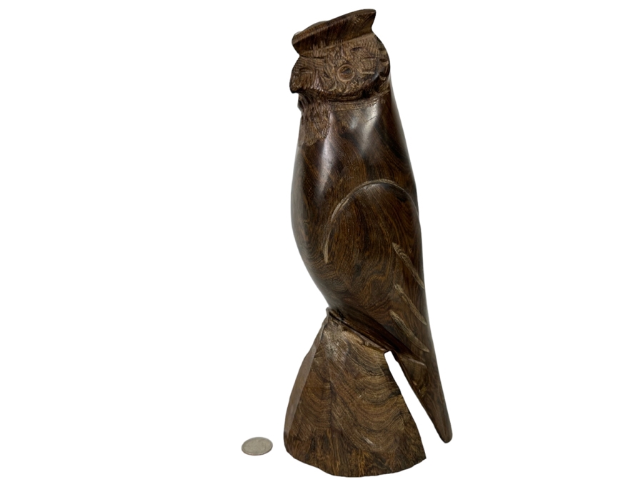 Carved Ironwood Owl Sculpture 12.5H