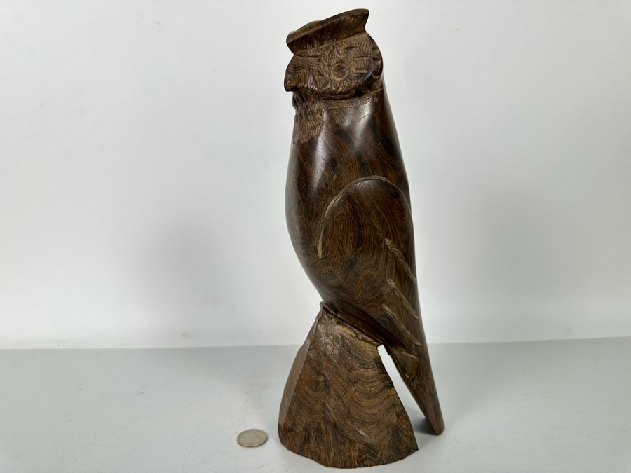 Carved Ironwood Owl Sculpture 12.5H [Photo 2]