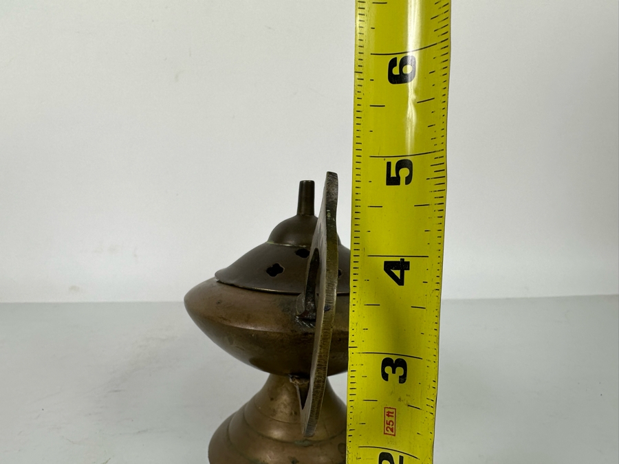 Vintage Bronze Brass Oil Lamp 12W X 4D X 5H [Photo 11]