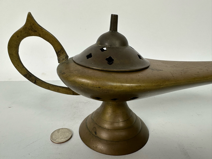 Vintage Bronze Brass Oil Lamp 12W X 4D X 5H [Photo 4]