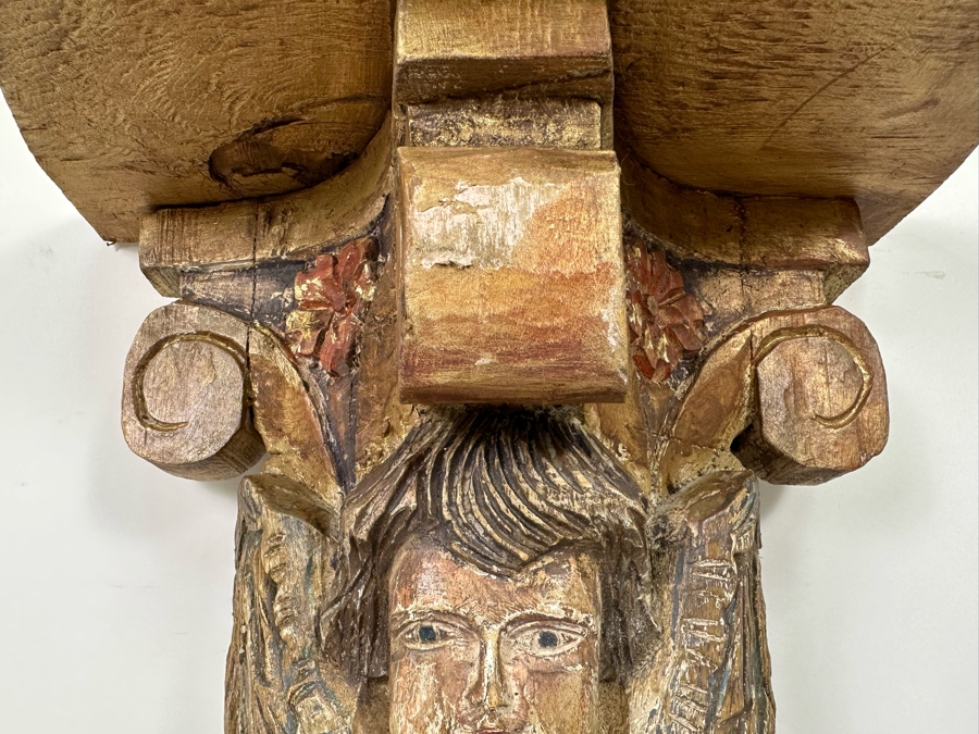 Carved Wooden Hand Painted Wall Console Shelf 12W X 7D X 17H [Photo 7]