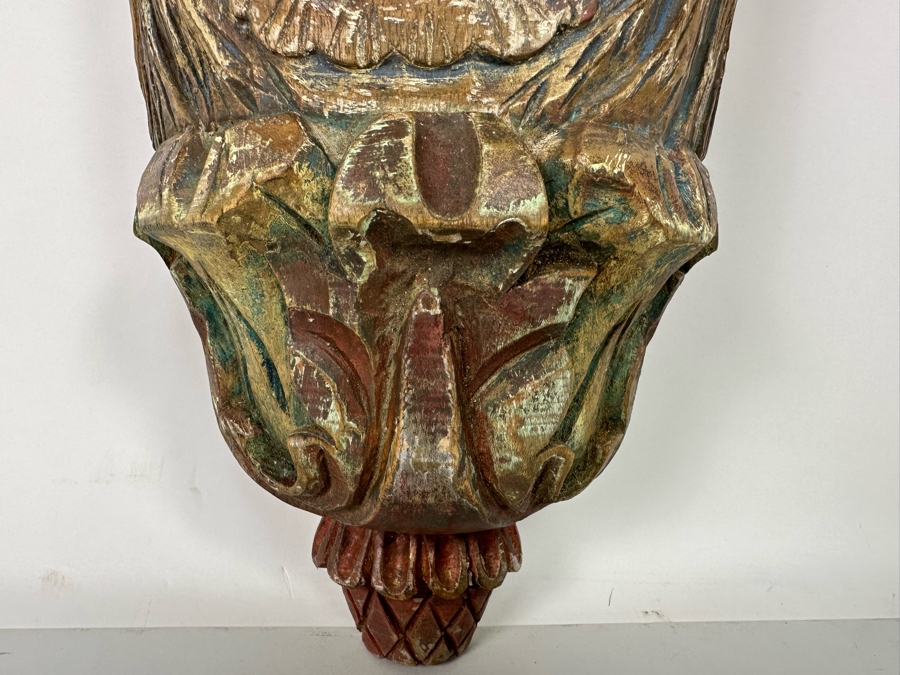 Carved Wooden Hand Painted Wall Console Shelf 12W X 7D X 17H [Photo 8]