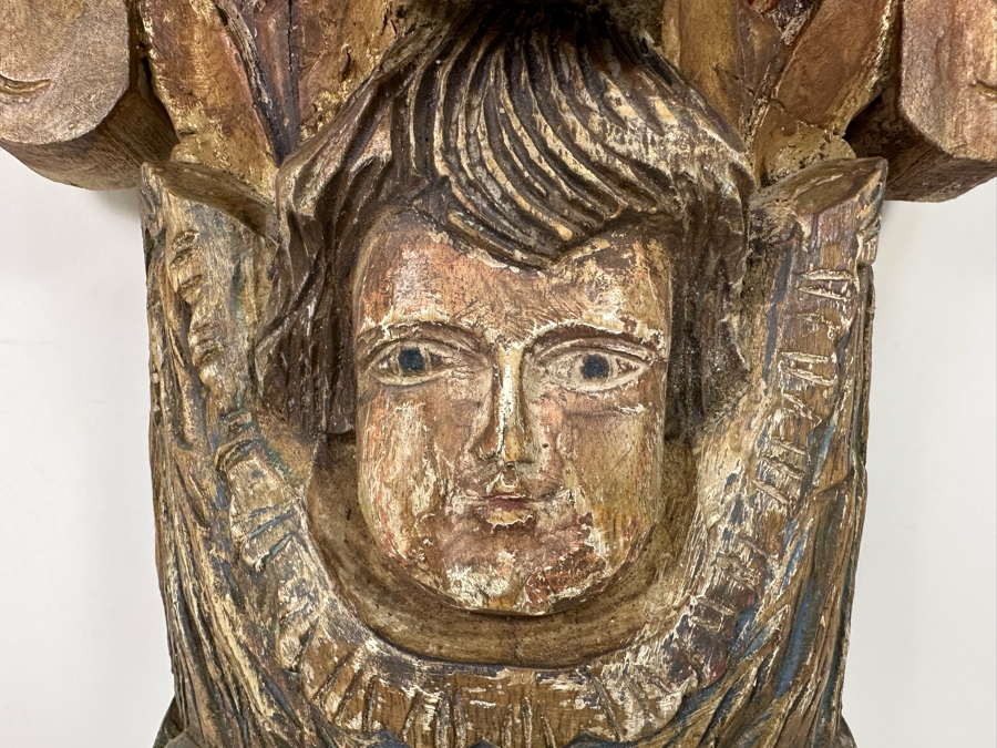 Carved Wooden Hand Painted Wall Console Shelf 12W X 7D X 17H [Photo 5]