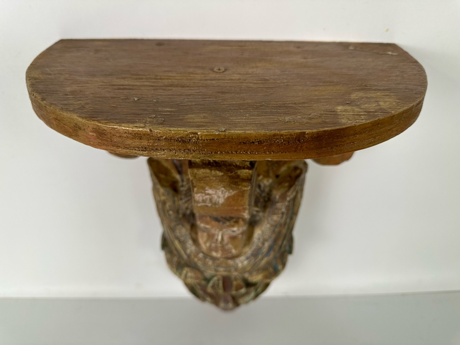 Carved Wooden Hand Painted Wall Console Shelf 12W X 7D X 17H [Photo 9]