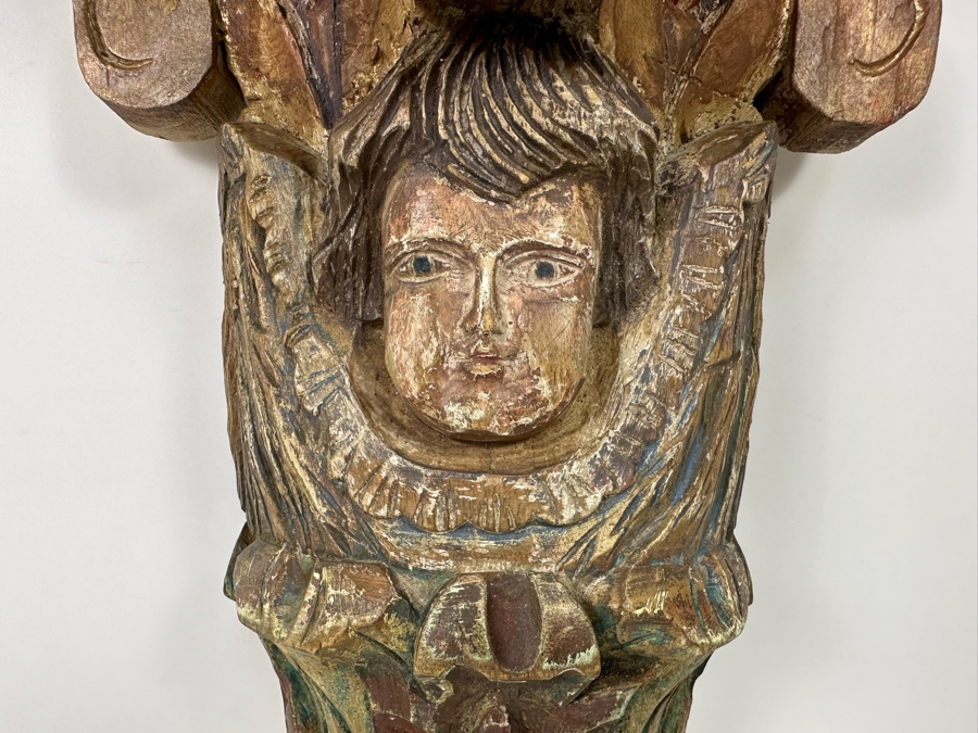 Carved Wooden Hand Painted Wall Console Shelf 12W X 7D X 17H [Photo 6]