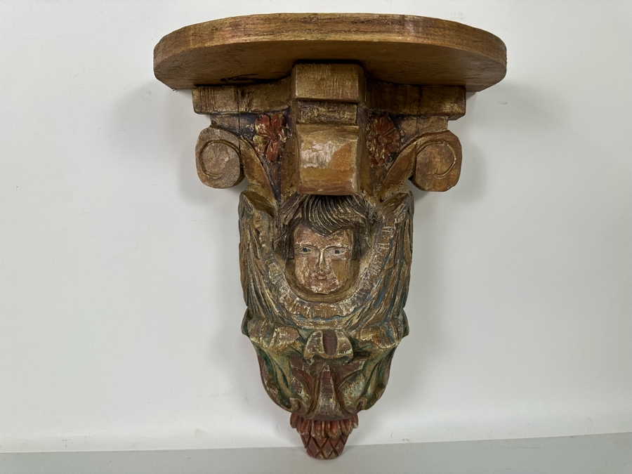 Carved Wooden Hand Painted Wall Console Shelf 12W X 7D X 17H [Photo 4]