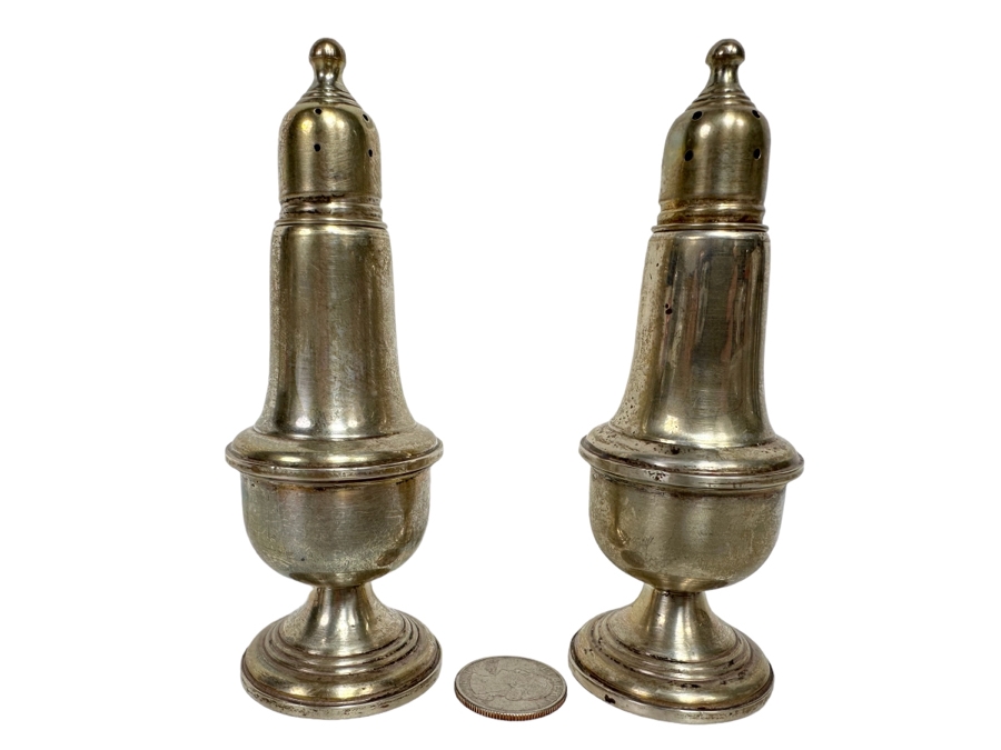 Pair Of Sterling Silver Weight Salt & Pepper Shakers By Watrous 5H