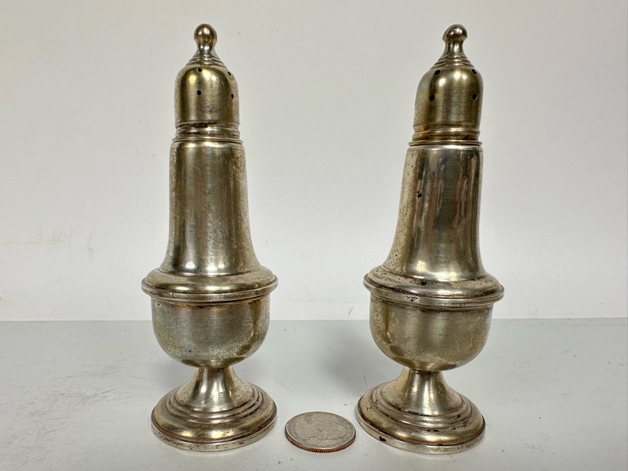 Pair Of Sterling Silver Weight Salt & Pepper Shakers By Watrous 5H [Photo 2]