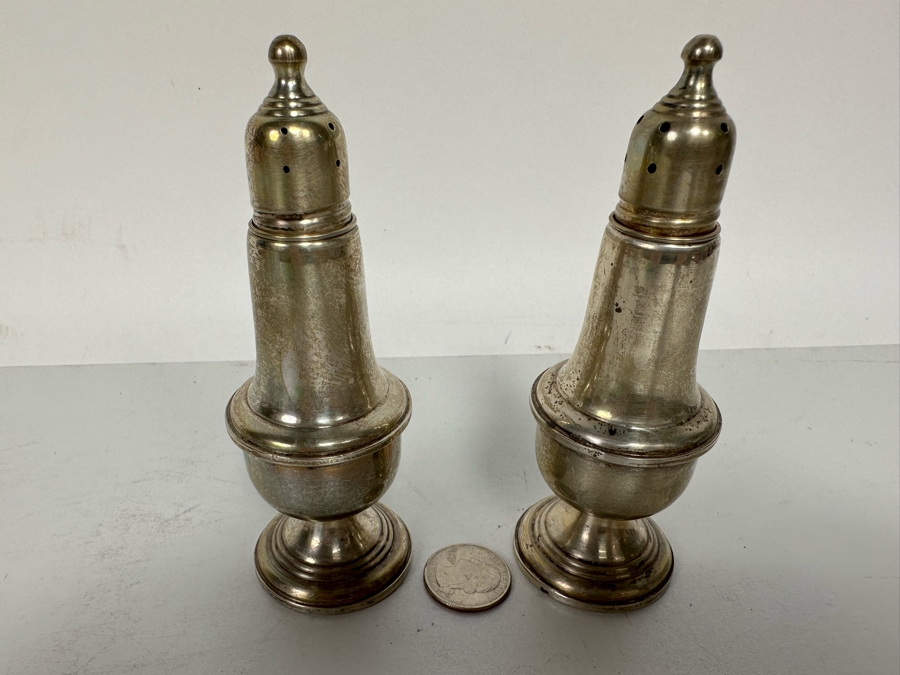 Pair Of Sterling Silver Weight Salt & Pepper Shakers By Watrous 5H [Photo 3]