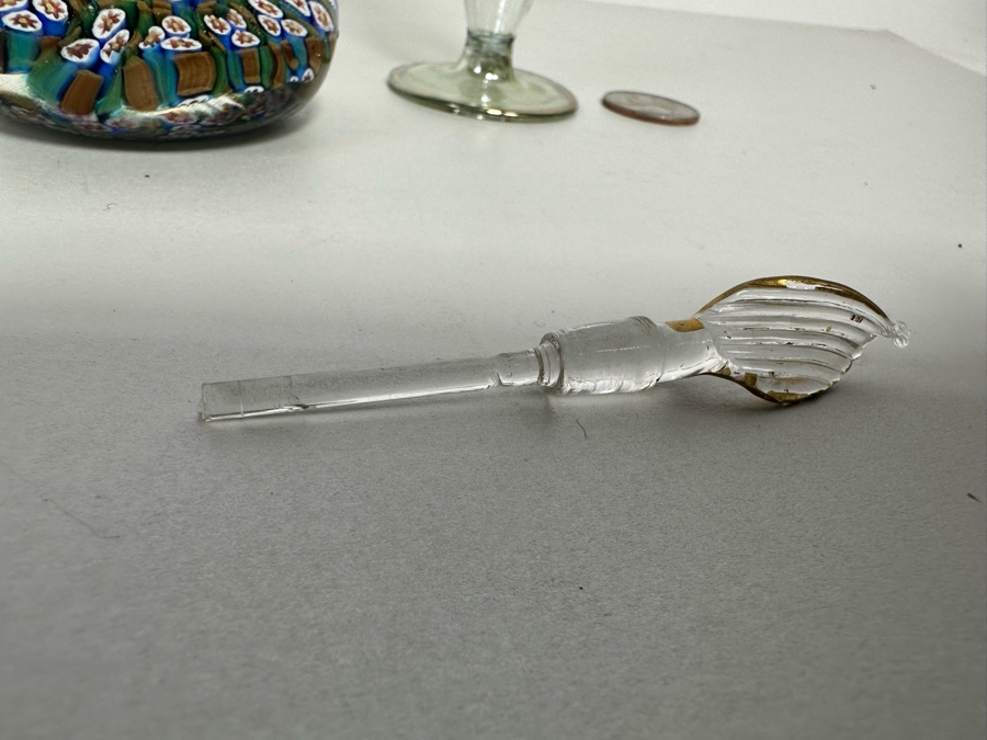 Vintage Murano Italian Glass Paperweight And Pair Of Art Glass Perfume Bottles 4H And 8H [Photo 13]