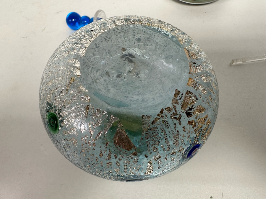 Vintage Murano Italian Glass Paperweight And Pair Of Art Glass Perfume Bottles 4H And 8H [Photo 15]