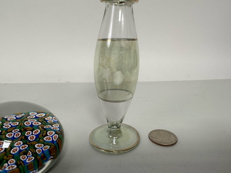 Vintage Murano Italian Glass Paperweight And Pair Of Art Glass Perfume Bottles 4H And 8H [Photo 12]