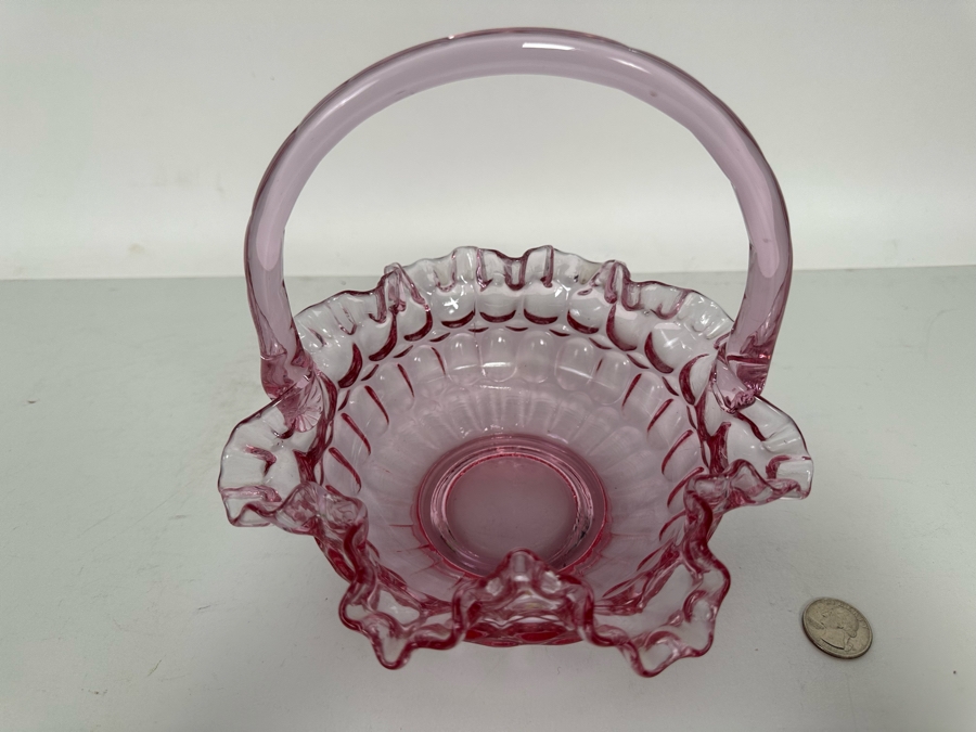 Vintage Pink Fenton Glass Basket 7.5W X 7.5H [Photo 7]
