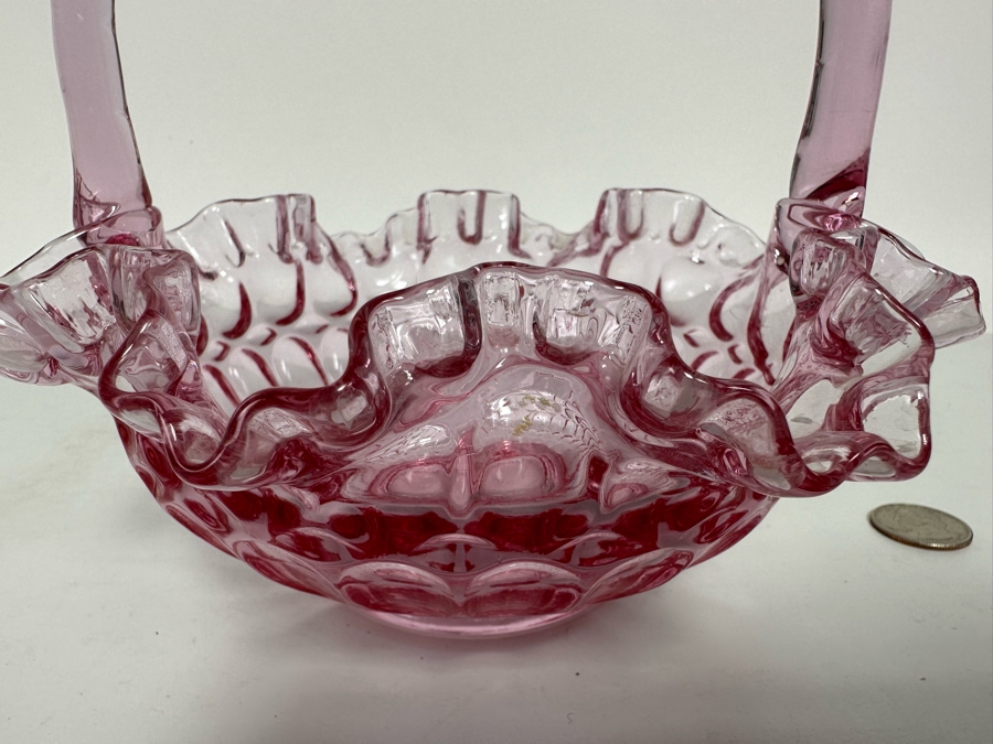 Vintage Pink Fenton Glass Basket 7.5W X 7.5H [Photo 5]