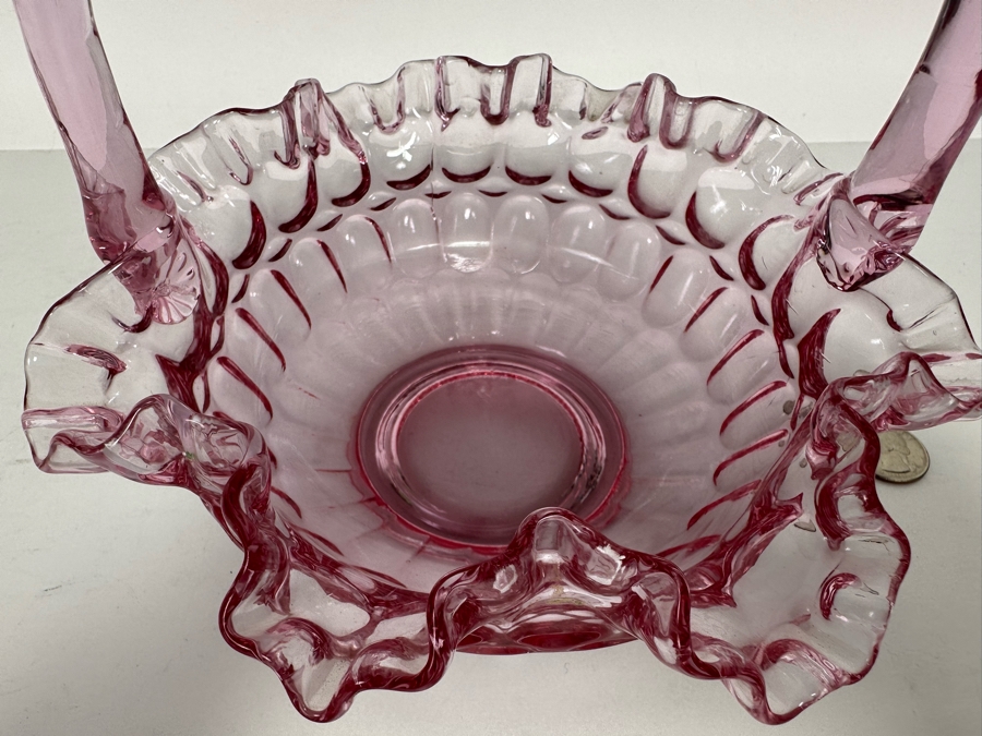 Vintage Pink Fenton Glass Basket 7.5W X 7.5H [Photo 6]