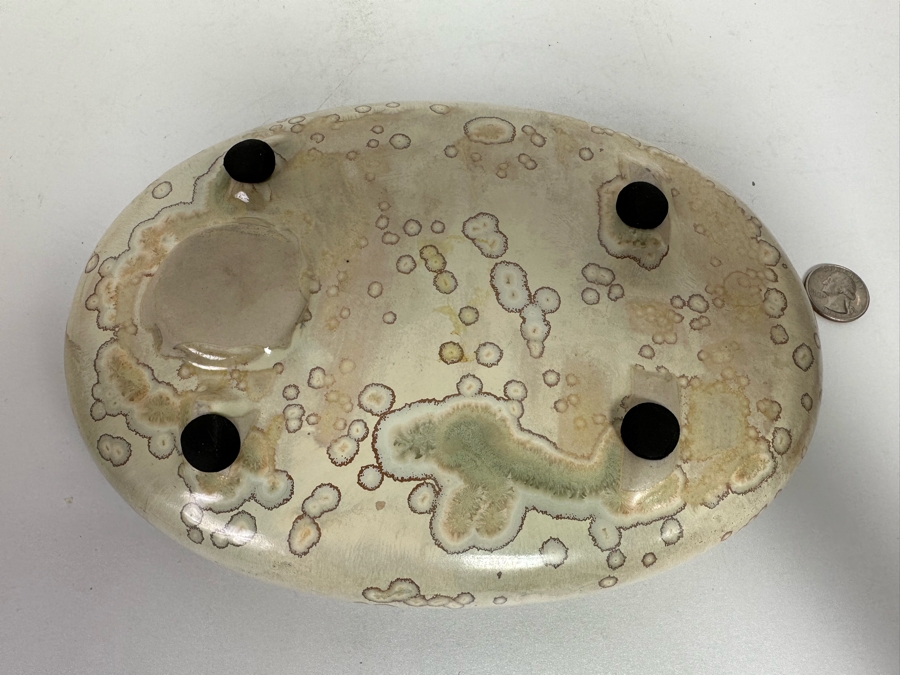 Oval-Shaped Pottery Ikebana Vase 9.5W X 6D X 2H [Photo 10]