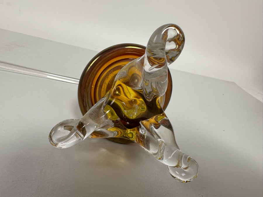 Barry Farley Stunning Footed Spiral Studio Art Glass Perfume Bottle With Stopper Signed And Dated 2002 7H [Photo 7]