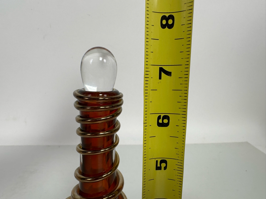 Barry Farley Stunning Footed Spiral Studio Art Glass Perfume Bottle With Stopper Signed And Dated 2002 7H [Photo 11]