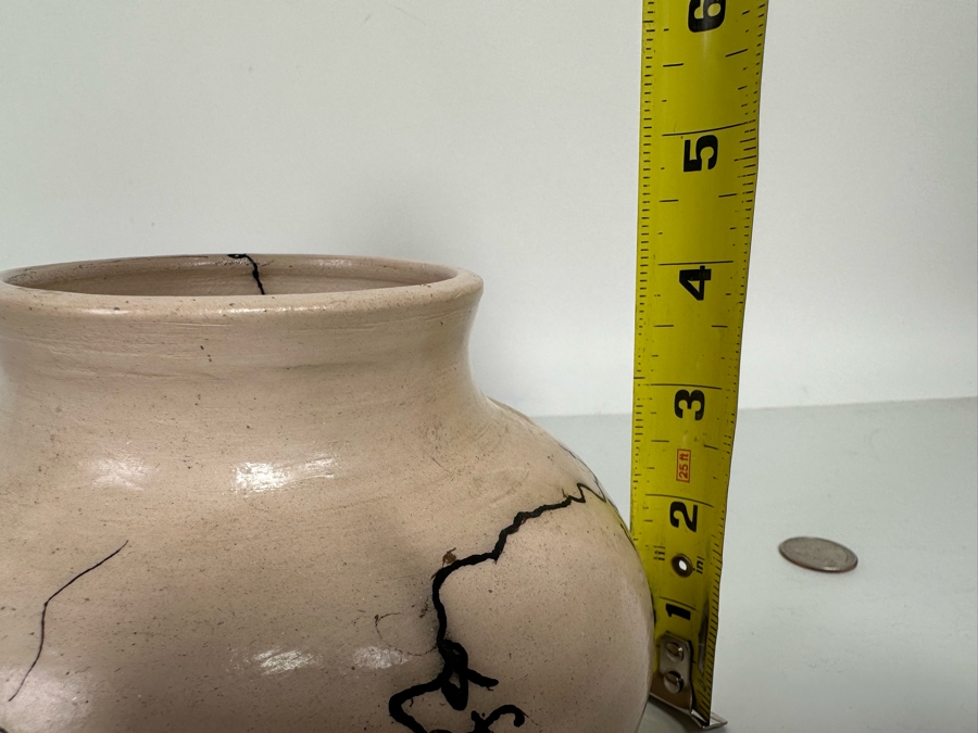 Vintage Horse Hair Horsehair Pottery Vessel Signed Strong 6W X 4H [Photo 8]