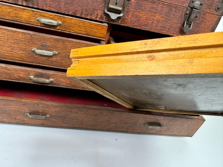 Antique Tiger Oak Machinist Toolbox 20W [Photo 12]