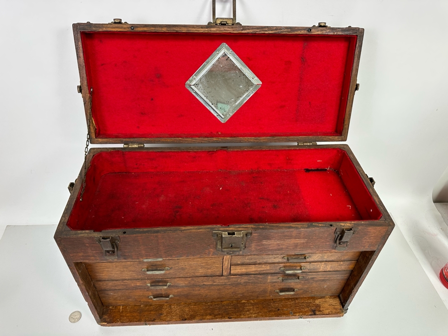 Antique Tiger Oak Machinist Toolbox 20W [Photo 15]