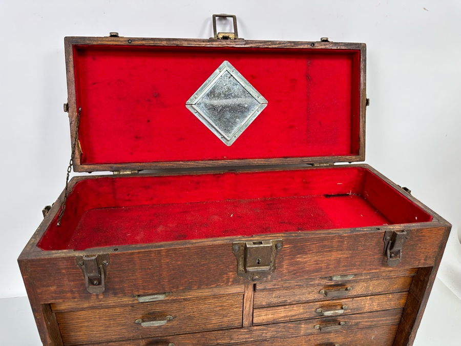 Antique Tiger Oak Machinist Toolbox 20W [Photo 16]