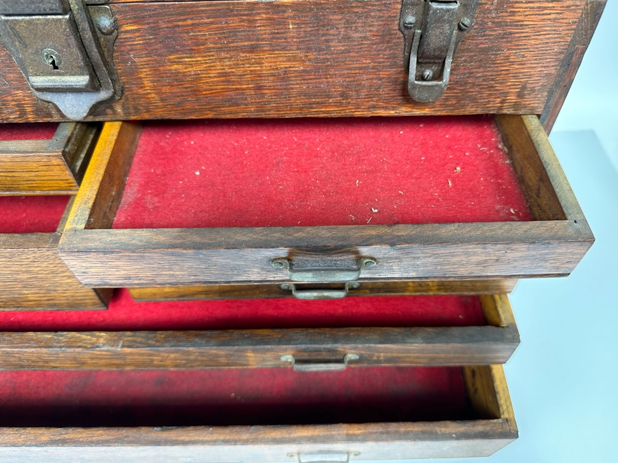 Antique Tiger Oak Machinist Toolbox 20W [Photo 11]