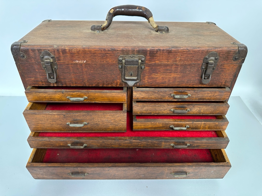 Antique Tiger Oak Machinist Toolbox 20W [Photo 10]